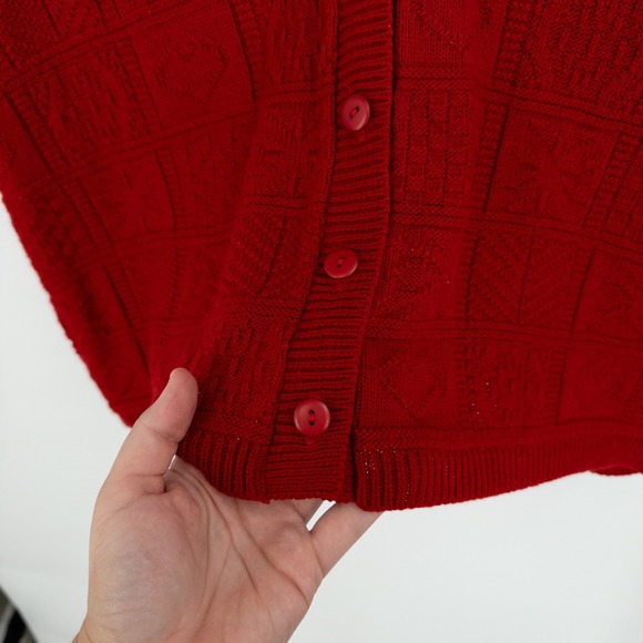 Vintage Red Knit Sweater Vest Womens 1X Academia Indie Granny‎ Hearts Patchwork - Picture 6 of 7